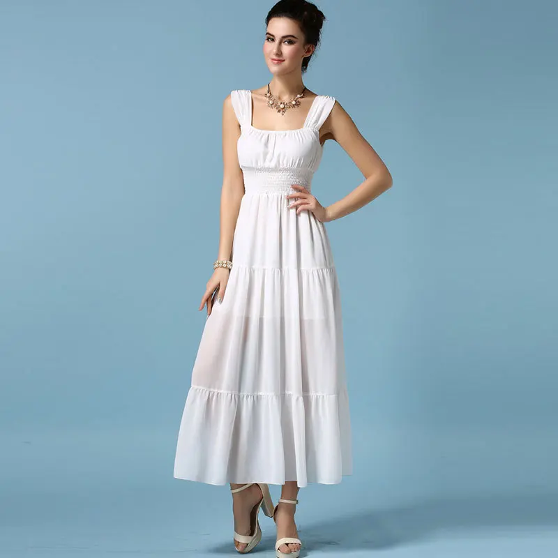 white long casual summer dress