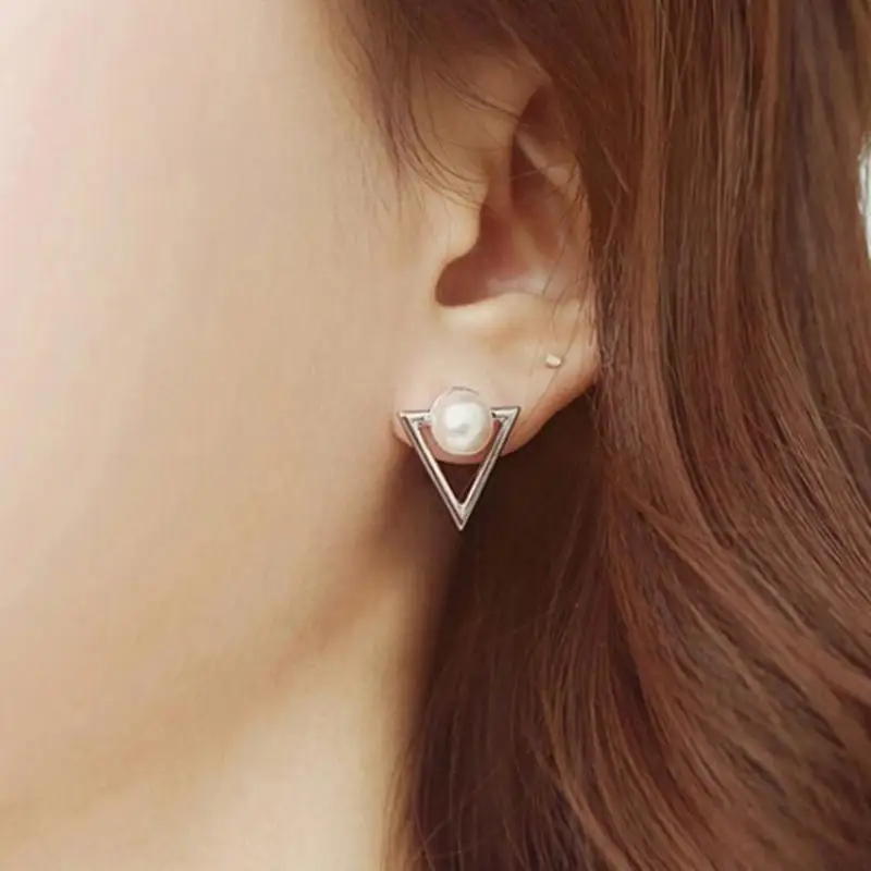 2018 Hot New Arrivals Fashion Boucles D'oreilles Femmes Triangle Brincos Simulated Pearl Stud Earrings Broncos For Women Jewelry |