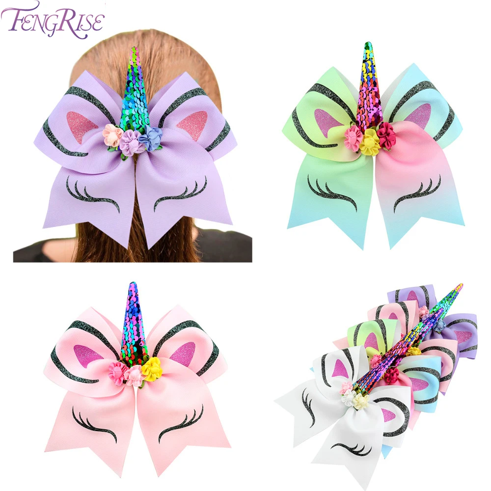 

FENGRISE Unicorn Horn Hairband Cheer Bows For Girl Gifts For Birthday Girl Kids Favor Birthday Party DecorUnicorn Party Supplie