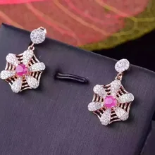 Камень Природный Рубин Серьги 925 серебра, природных драгоценных камней серьги для женщин личности моды партии мельница Серьги ювелирные изделия