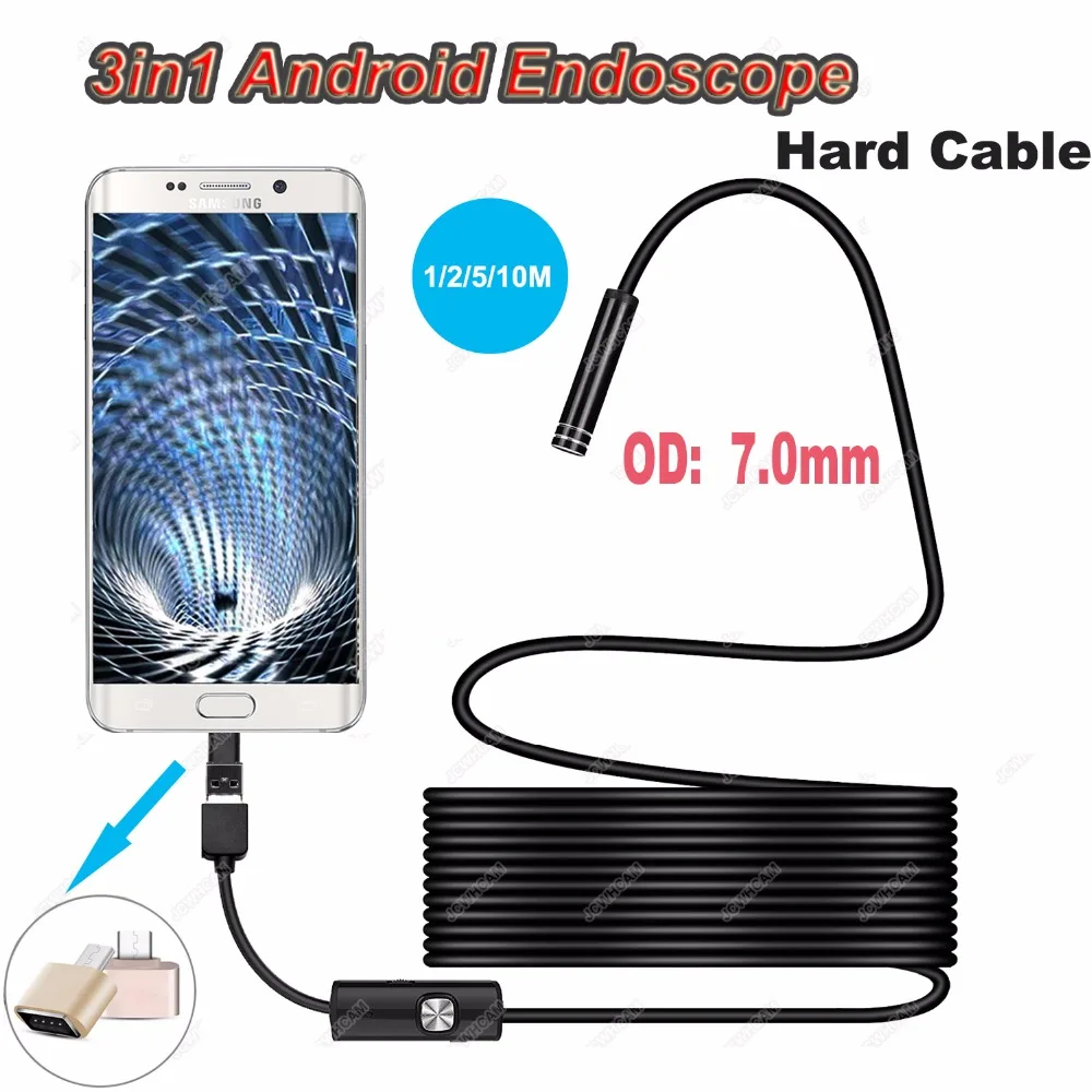 

7mm Hard Cable Android Type-c USB Endoscope Camera Type C Endoscope Inspection Camera PC Android Phone Endoscope Pipe Cameras