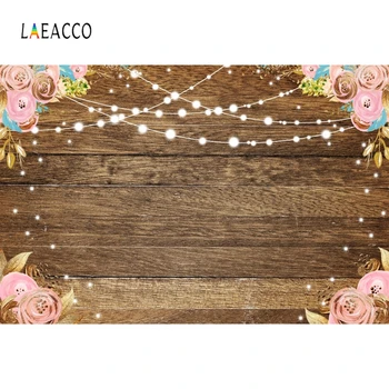 

Laeacco Wooden Board Flower Light Photography Backdrops Customized Wedding Photocall Photographic Backgrounds For Photo Studio