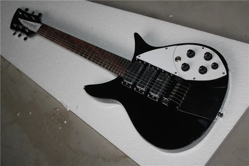

China guitar factory wholesale shop custpm Black 3 Pickups 325 330 RICK 6 Strings Electric Guitar free shipping 1 2