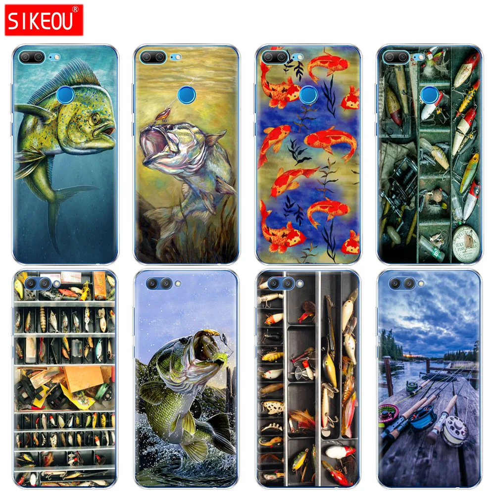 

Silicone Cover phone Case for Huawei Honor 10 V10 3c 4C 5c 5x 4A 6A 6C pro 6X 7X 6 7 8 9 LITE Fishing gear fish fishman Lake
