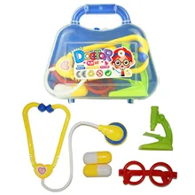Детская медицинская коробка, медицинский инструмент, чемодан, стетоскоп, капсула, очки, микроскоп, доктор, медсестры, игра, ролевые игры, игрушка