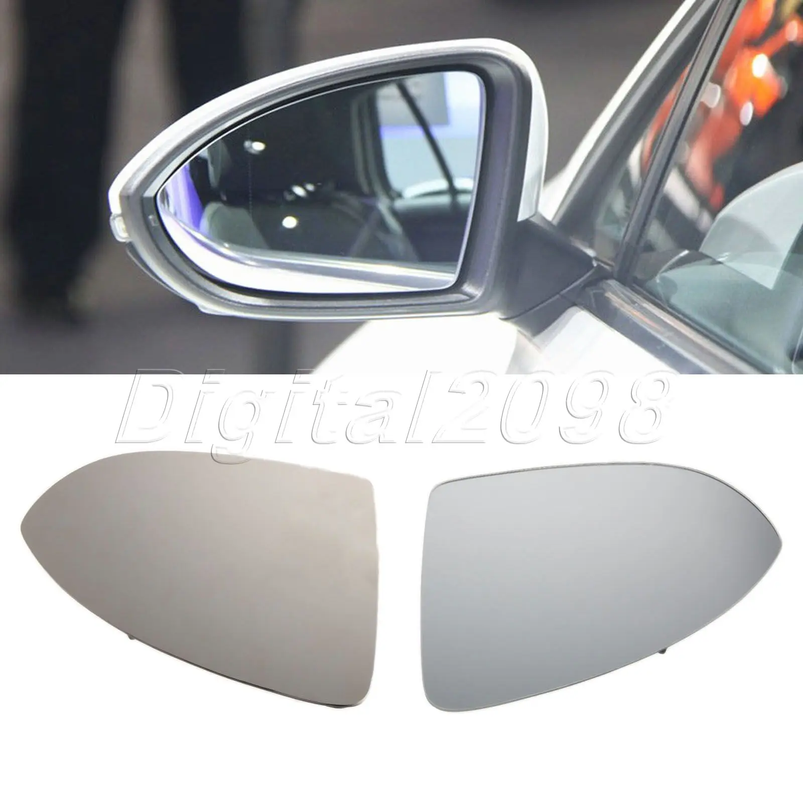 Buy 2Pcs Car Heated Door Wing Mirrors Glass For VW Golf 2013 2016 Mk7 Heated