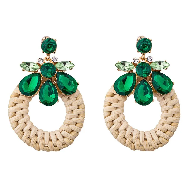 Handmade Fashion Rattan Wooden Earrings for Women Crystal Inlaid Earrings Birthday Gifts Wedding Party Decoration ETD22 (7)