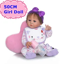 NPK New Style 50CM Full Body Silicone Reborn Baby Girl Doll Lifelike Newborn Bebe Girl Toy As Children Play House Toy Brinquedo