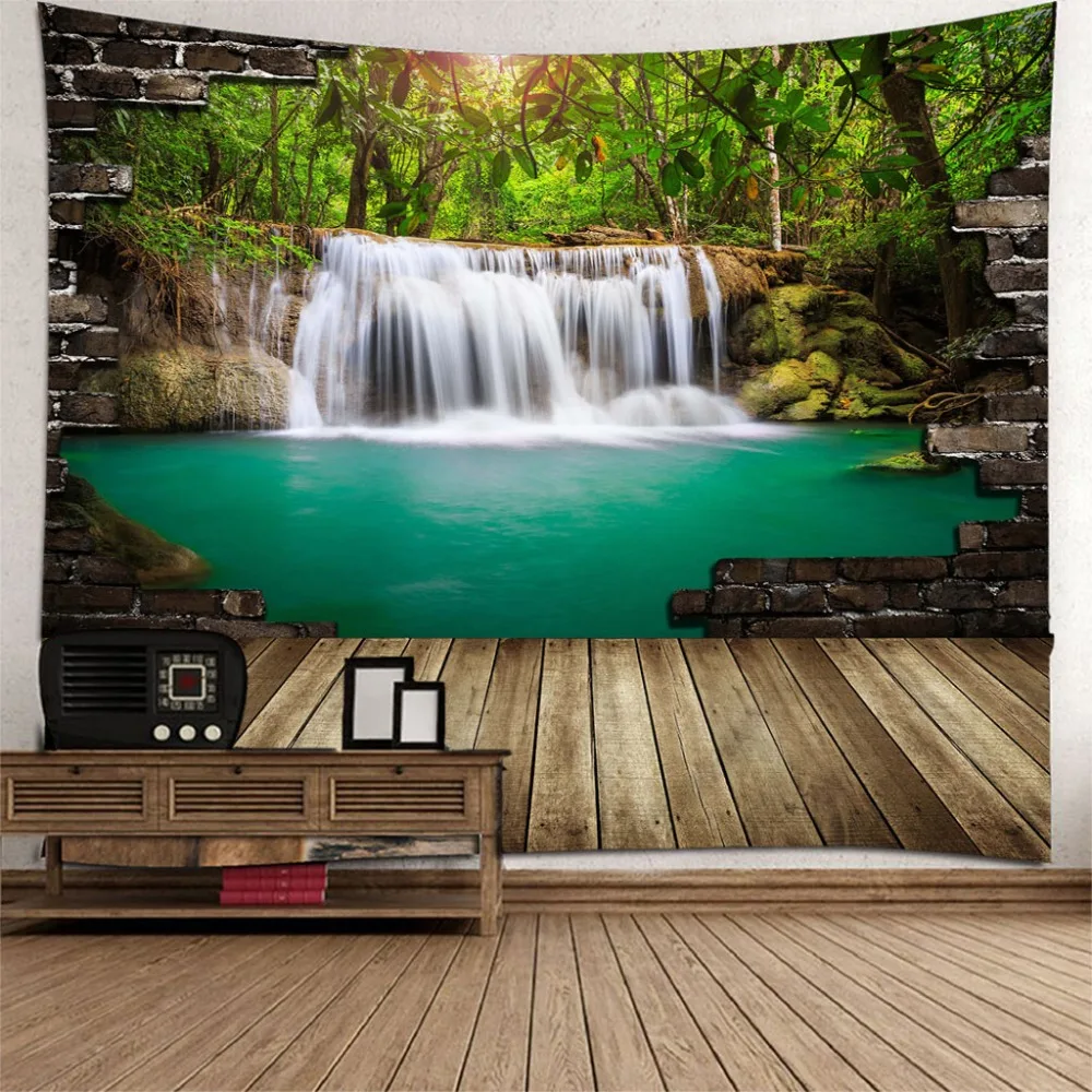 3D Деревянный ЛЕС красивый водопад Hd пейзаж 3d ПОЛИЭСТЕР 130x150 см палатка матрас для путешествий гобелен настенный