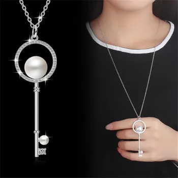 

LULU-PIG Contracted and fashionable key necklace pearl sweater chain grows qiu dong 100 tie-in are acted the role of DZ193