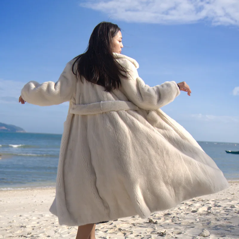 Mink fur coat Female mink whole mid-long style new mink fur coat imported velvet fur coat