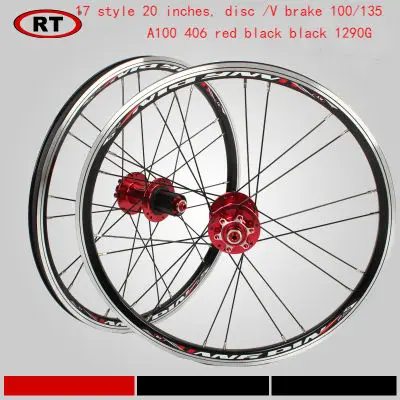 Clearance 2017 new Original RT A100 20 inch 451 /406 folding bicycle wheel Perrin BMX  cassette disc/V brake hub bearing Super light 1290G 4