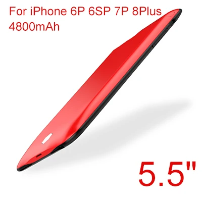 Зарядное устройство чехол для iPhone 6 6s 7 8 Plus 5,5 дюймов 4800 мАч ультра тонкий PowerBank внешнее резервное зарядное устройство чехол для iPhone8 plus - Цвет: Красный