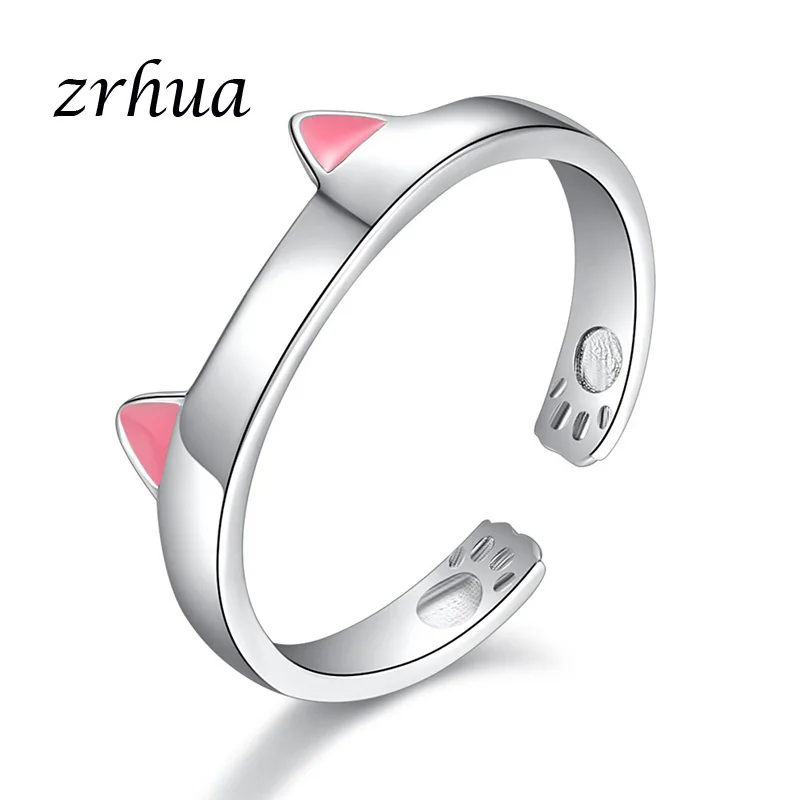 

ZRHUA Top Quality 925 Sterling Silver Rings for Women Wedding Engagement Acessories Simple Cut Cat Anel Jewelry Big Promotion