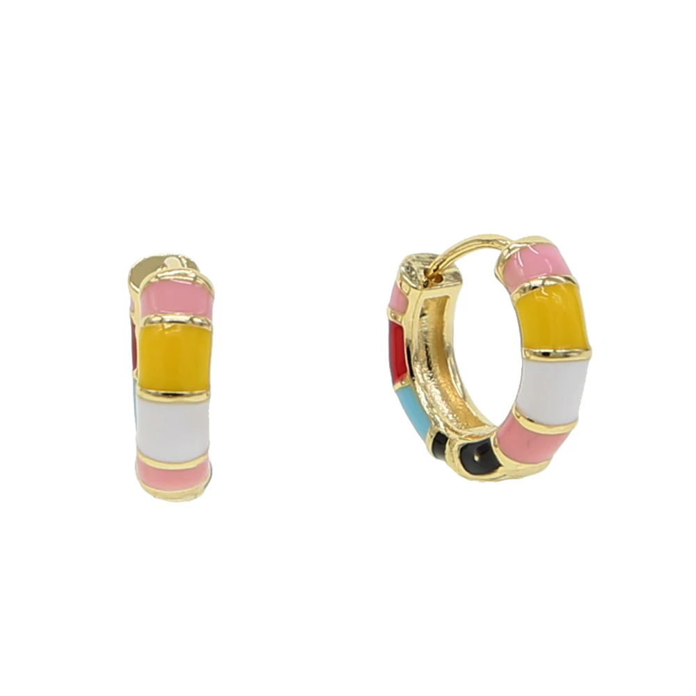 Новинка, радужные цветные эмалированные позолоченные женские huggie модные серьги-кольца серьги в форме конфет