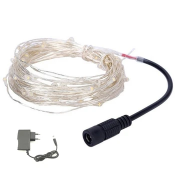 

10M 100 Leds Waterproof DC 12V Silver Copper Wire String Lights with Power Adapter for Holiday Party Weeding Xmas Decoration
