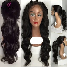 LUFFYHAIR бразильский Волосы remy волнистые 13x6 Синтетические волосы на кружеве парик глубоко расставание натуральный черный человеческих волос парики предварительно выщипанные волосы для волос