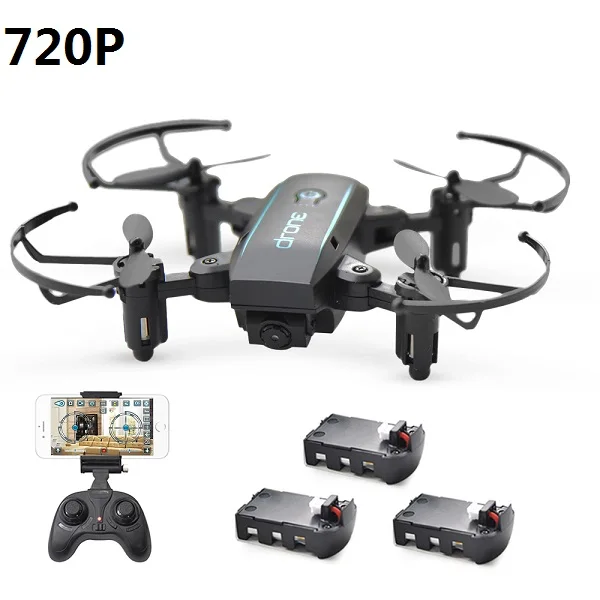 Linxtech IN1601 Дрон 2,4G 720P Мини-Дрон с камерой Wi-Fi FPV складной Квадрокоптер с удерживанием высоты Вертолет игрушки 3 батареи - Цвет: Черный