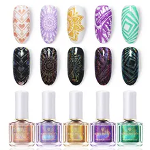 Born pretty, голографическая стемпинг ногтей покрытие 6 мл голографический лазер дизайн ногтей печать лак для ногтей штамповка пластины изображение печати