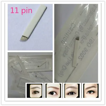 

100PCS 11 Pin Permanent Makeup Eyebrow Blade For 3D Embroidery Manual Tattoo Pen Machine Cosmetic Eyebrows