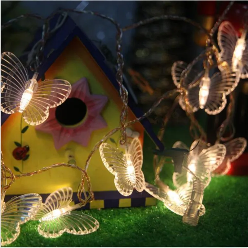 

50 LEDs Butterfly String Lights Multi Colors Battery Power Led Lamp Outdoor Decorative Lighting for Garden Party Christmas