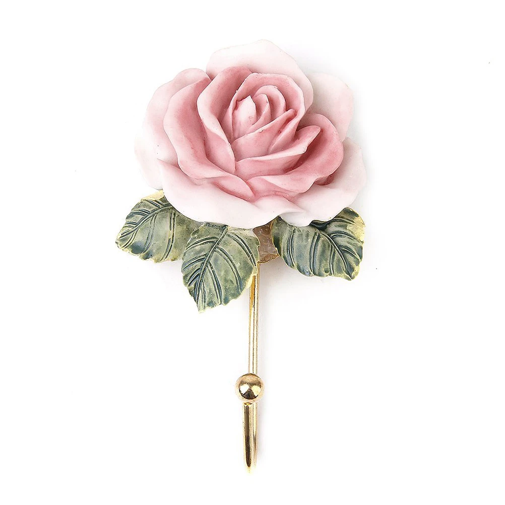 

2pcs Lovely Rose Decor Wall Mounted Rose Flower Hat Coat Robe Hook Door Clothes Bathroom Towel Hanger