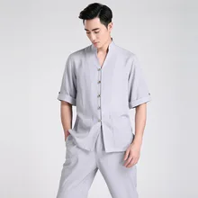 Новые летние модные серые китайский Для мужчин белье классический кунг-фу Рубашка китайская кнопка костюм Тан костюм Размеры размеры s m l xl XXL, XXXL 2603