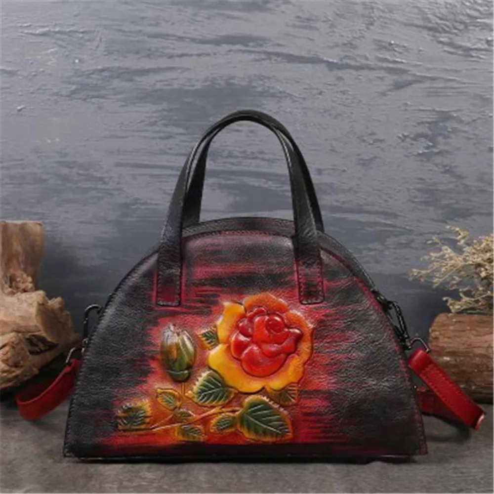fashion Unisex Genuine Leather Tote bag, Shell Shape Briefcase Handbag