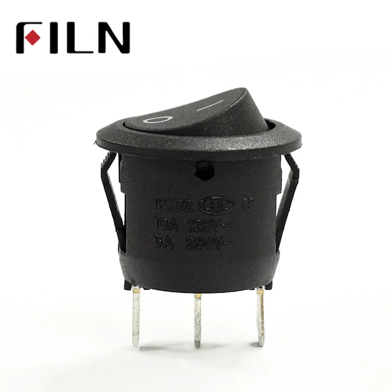 2 Pin ON-OFF 16mm Diameter Small Round Boat Rocker Switches Black Mini Round Black White Red Rocker Switch (4)