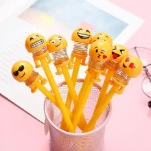Creative Shaking Head Doll Pen Cute Cartoon Smile Face Shaking Head Robot Smile Face Spring Q Expression Bag Gel Pen Gift Toy smile face file bag