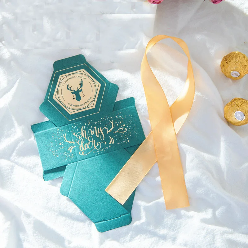 Новая многоцветная Шестигранная бумажная коробка для конфет с лентой для детского душа, подарочные коробки, свадебные сувениры и Подарочная коробка, бумажные пакеты для подарков