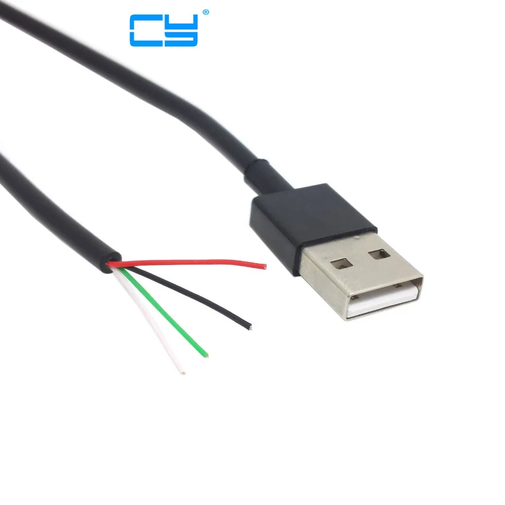 

5pcies/lot USB 2.0 A Type Male to 4 Wires Open Cable for DIY OEM Black Color 80cm