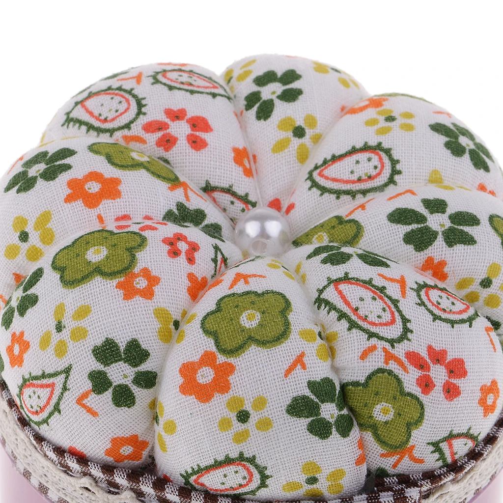 Pumpkin Shape Pin Cushion Needle Pincushions with Storage Case for DIY Needlework Crafts