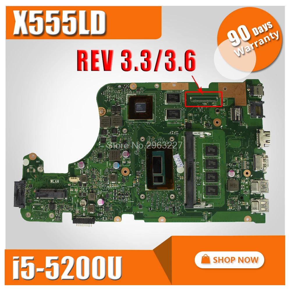 REV 3.3 ، 3.6 i5-5200U 4 GB X555LD اللوحة الأم ل ASUS R556L X555L X555LD X555LDB X555LD اللوحة مع 100% اختبار