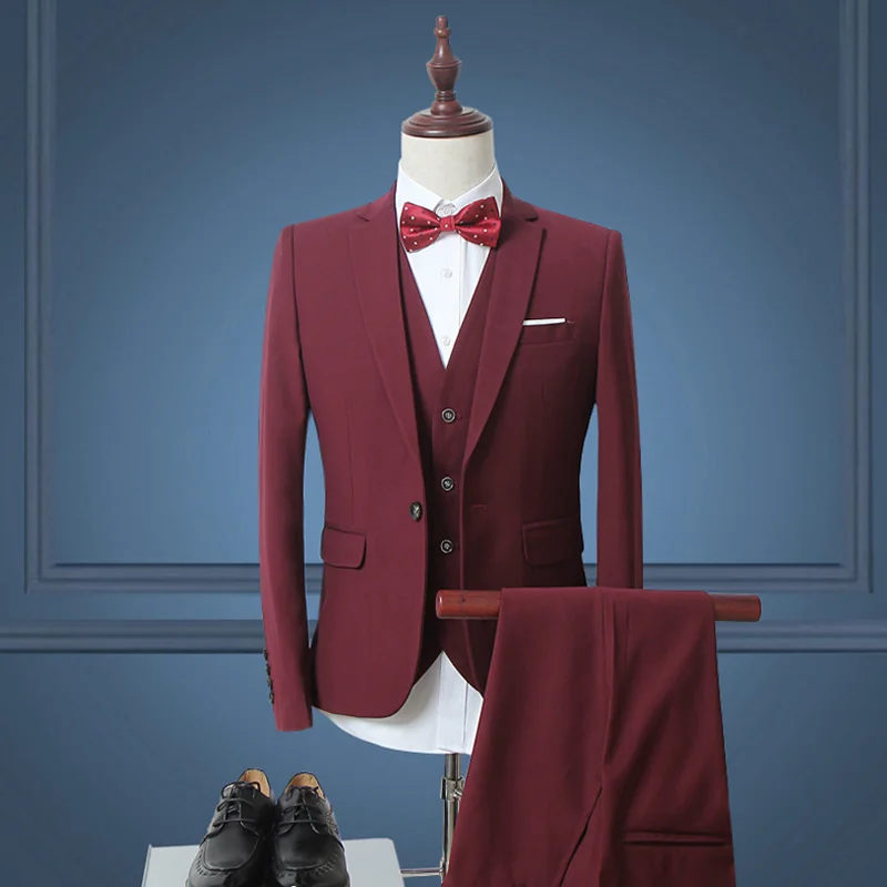 PAULKONTE 2019 Hot Solid Color 3 PCS Men Suit Fashion Slim Fit Single Button Party Formal Business Wedding Classic Men's Suit PAULKONTE 2019 Hot Solid Color 3 PCS Men Suit Fashion Slim Fit Single Button Party Formal Business Wedding Classic Men's Suit
