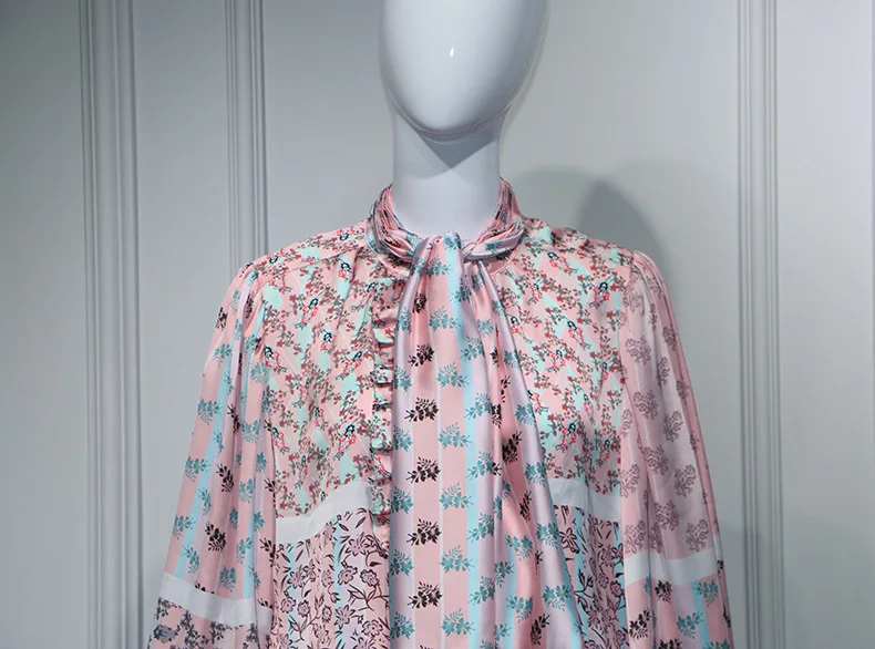 Женская шифоновая блузка с цветочным принтом и бантом рукавом Лантер|shirt top|blusa