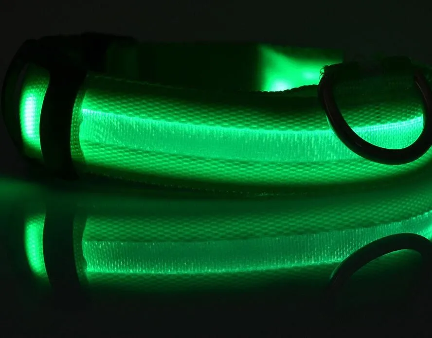 Nylon LED Pet Dog Collar,Night Safety Flashing Glow In The Dark Dog Leash,Dogs Luminous Fluorescent Collars Pet Supplies hemp dog collars