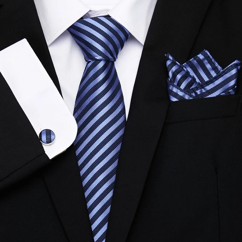 

2019 New Fashion Men's Neck Tie Set Silk Necktie & Handkerchiefs Sets Plaid Paisley 8cm width Ties For Wedding Party