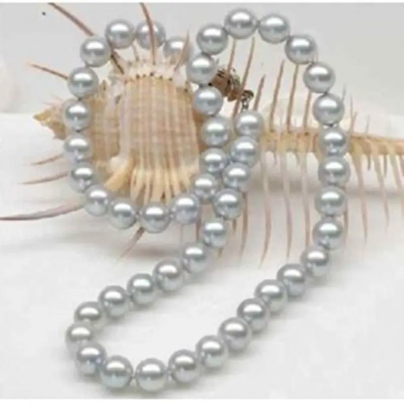 

AAA 8mm 18" Silver Gray Mother of pearl South Sea Shell Pearl Necklace^^^@^Noble style Natural Fine jewe FREE SHIPPING