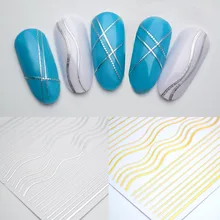 1 шт полоски волнистые линии наклейки для ногтей 3D Металлические многоразмерные волнистые полосы Декоративные наклейки для ногтей клейкие наклейки ZJT3016
