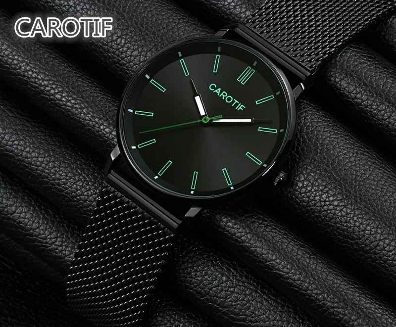 

CAROTIF New Luxury Watch Men Brand Men's Watches relojes hombre Ultra Thin Steel Mesh Band Quartz Wristwatch Montre Homme