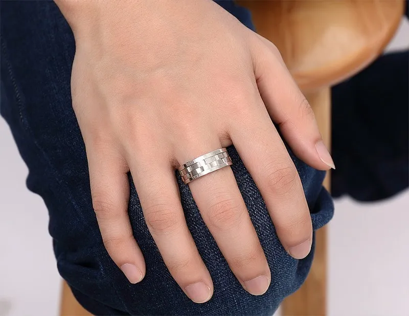 Vnox Спайк Кольца для Для мужчин вращающийся свадьбы и Обручальные кольца