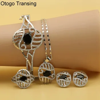 

Otogo Transing Pendant/Earrings/Bracelet Jewelry Set Silver Color black crystal Zirconia Classic Bridal Jewelry Set Women SET203