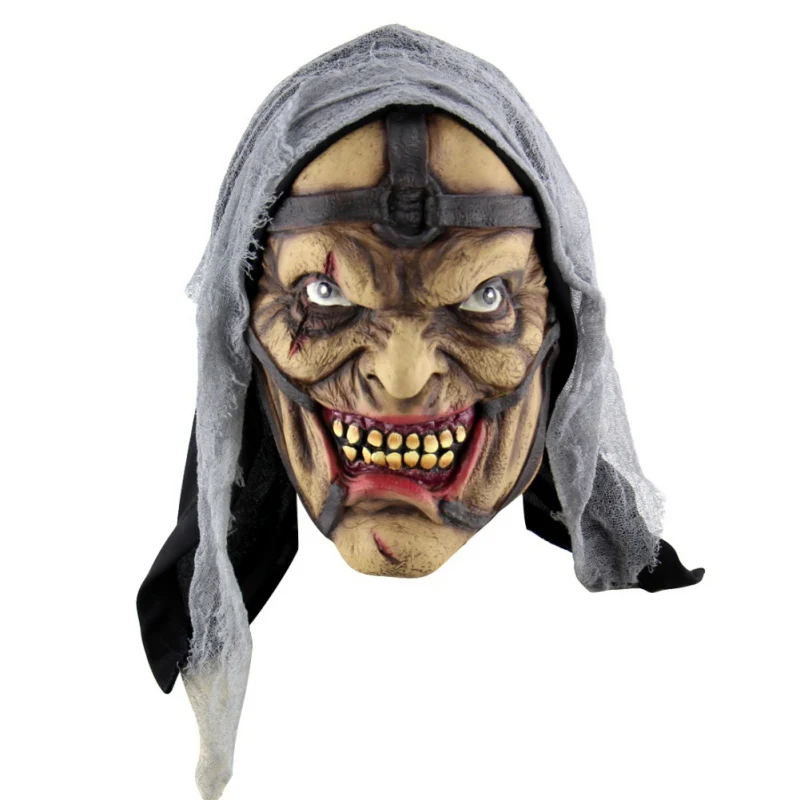 Латексная Маска на Хэллоуин, карнавальный костюм на Хэллоуин, вечерние принадлежности, страшные маски, латексная маска со шляпой для маскарада