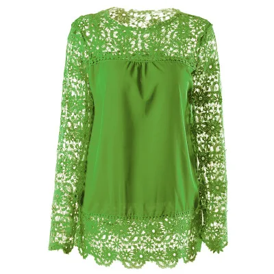 Женская блузка, новая мода,, летняя блузка размера плюс, с длинным рукавом, с цветочным принтом, кружевная шифоновая рубашка, Vestidos GZ237