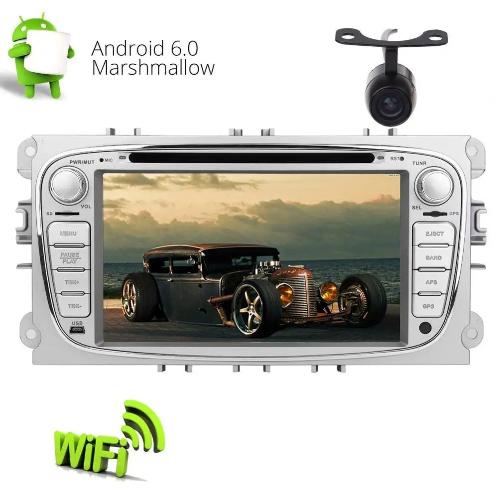 

Backup Camera+2 Din Car Stereo Android 6.0 7'' Car DVD Player for Ford Focus GPS Navigation Auto Radio WiFi/CANBUS/1080P Video