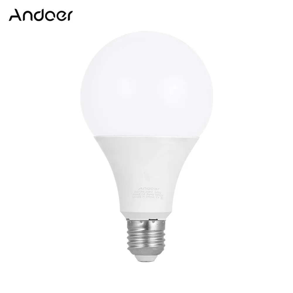 Andoer E27 30 W энергосберегающая Светодиодный лампа 5500 K мягкий белый дневного света для студийной фото видео съемки дома Коммерческая лампа освещения