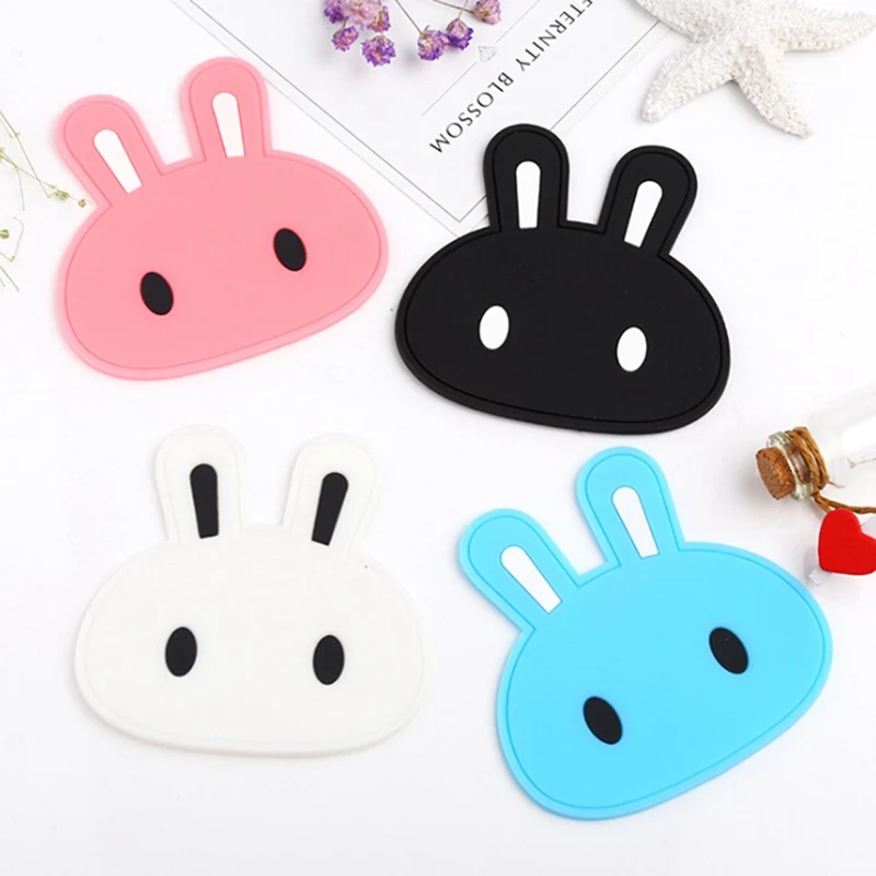 

Pink Blue Rabbit Cup Bar Mug Coaster Kitchen Table Placemat 1 Piece Cute Animal American Style Mat Cartoon Drink Pads