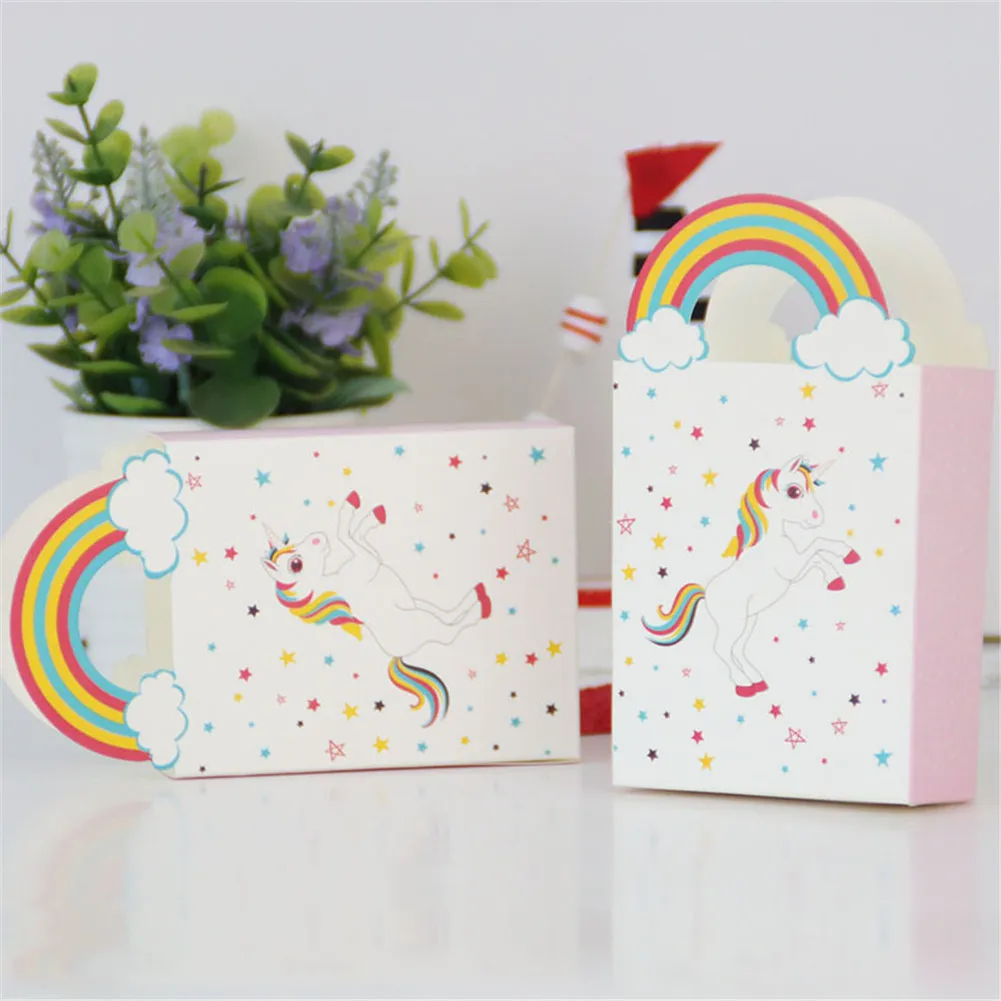 10pcs Kraft Paper Unicorn Gift Bags Wrapping Supplies Gift Bag Sweets and Candy Bar Packing Pouches Party Decoration