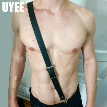 

UYEE Promotion Leather Belt Men Strap Sexy Garter Body Bondage Men Punk Nightclub Restraints Harness Suspender Sword Belt LM-017